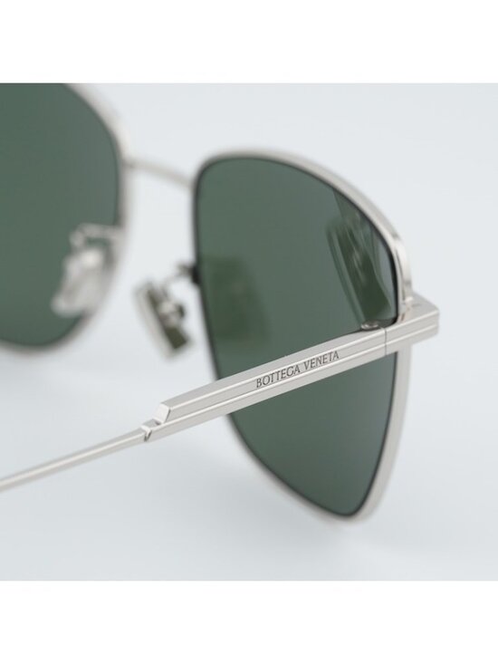 Bottega Veneta BV1237S 003 Sunglasses Silver Square Frame, Green Lenses main image 8